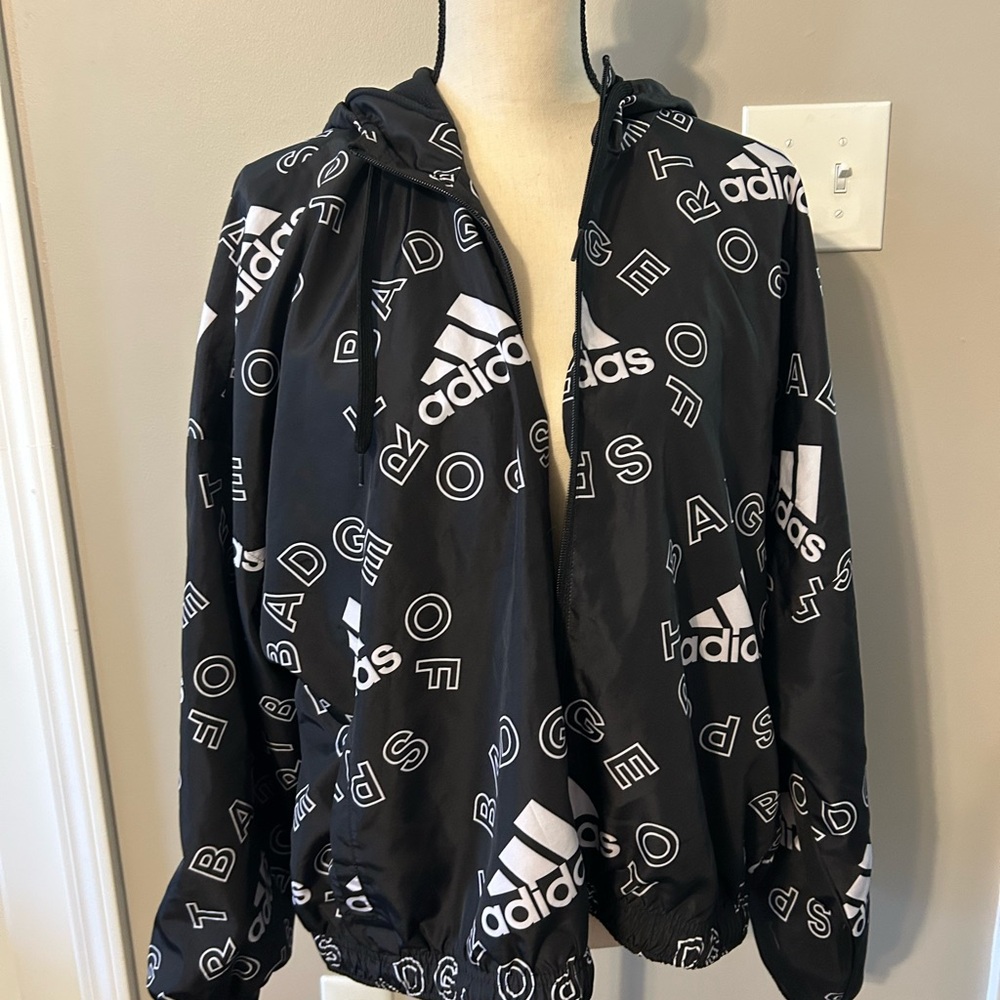 Adidas Black and White Graphic Hoodie